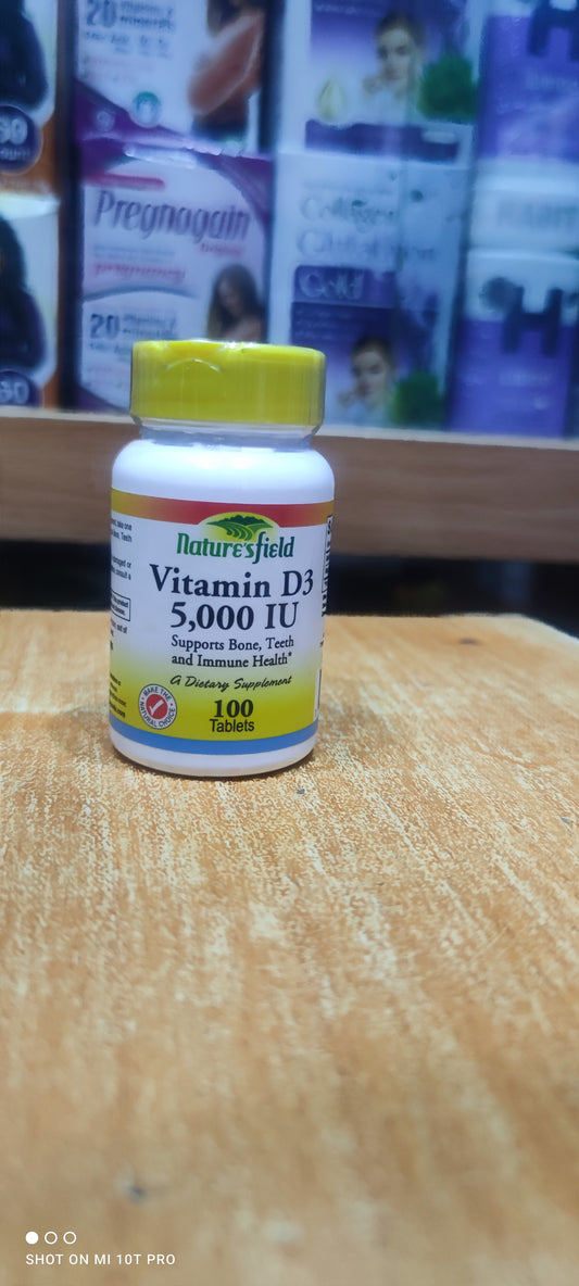 NATURE'S FIELD VITAMIN D3 5,000 IU X 100 TABLETS