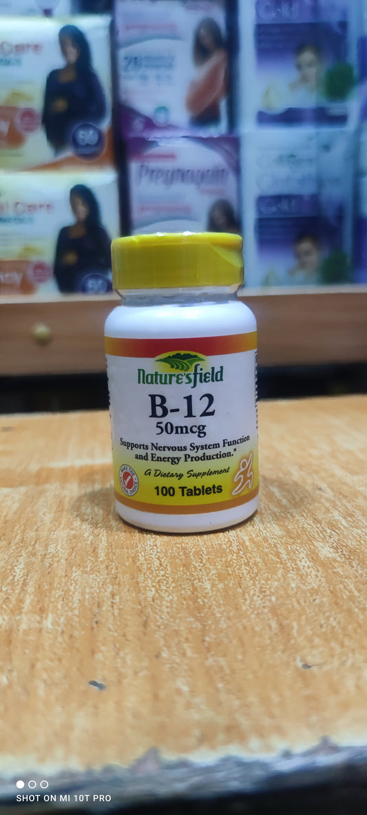 NATURE'S FIELD B-12 50MCG X 100 TABLETS