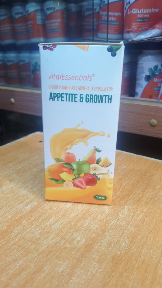 VITAL ESSENTIALS APPETITE AND GROWTH X 200ML LIQUID VITAMIN AND MINERAL FORMULA