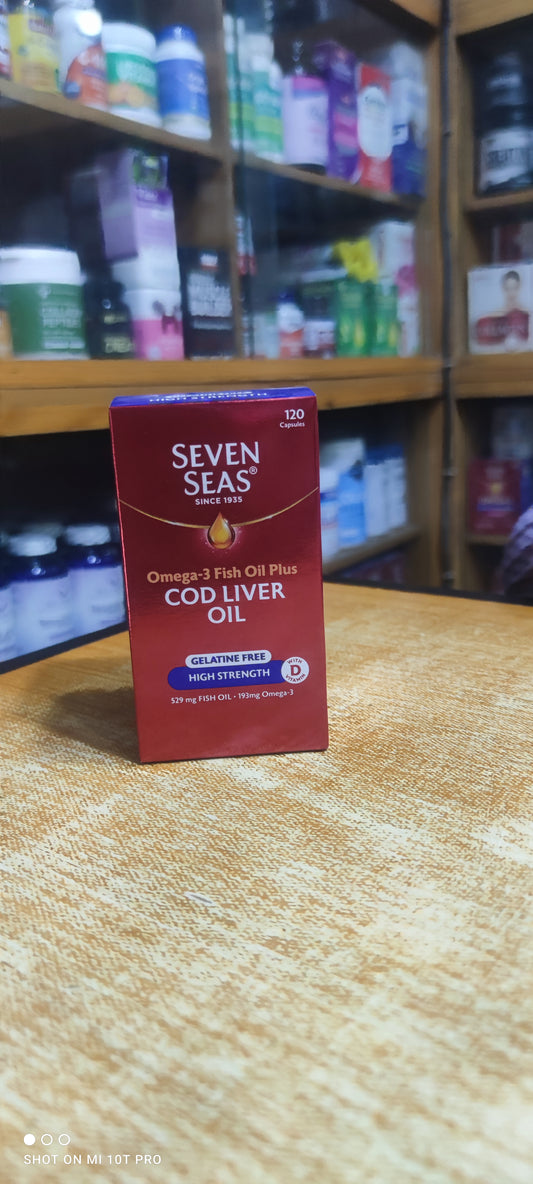SEVEN SEAS OMEGA 3+COD LIVER OIL, HIGH STRENGTH X 120 CAPSULES